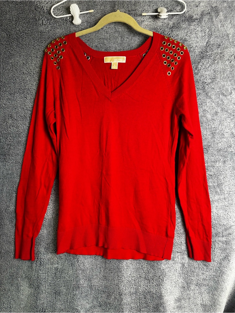 Michael Kors Red V-Neck Sweater